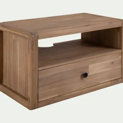 Meuble sous vasque simple mural en acacia L80cm - bois clair