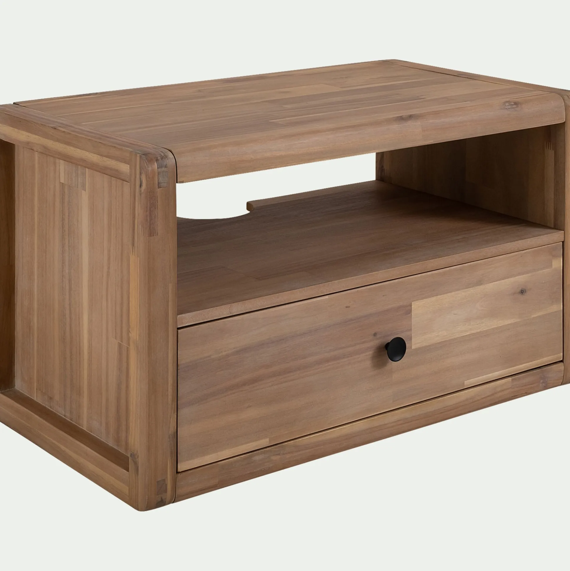 Meuble sous vasque simple mural en acacia L80cm - bois clair