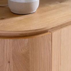 Meuble tv ovale en bois - bois clair L180xl45xH48cm