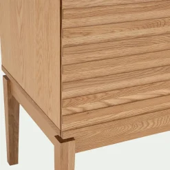 Meuble TV plaqué chêne avec porte coulissante L176cm