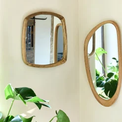 Miroir carré en bois de manguier 50x50cm - naturel