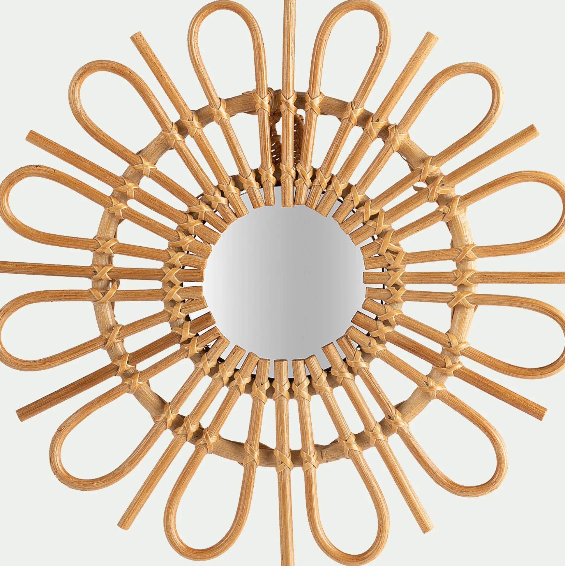 Miroir fleur en rotin D35cm - naturel