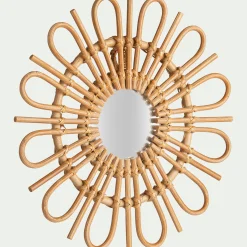 Miroir fleur en rotin D35cm - naturel