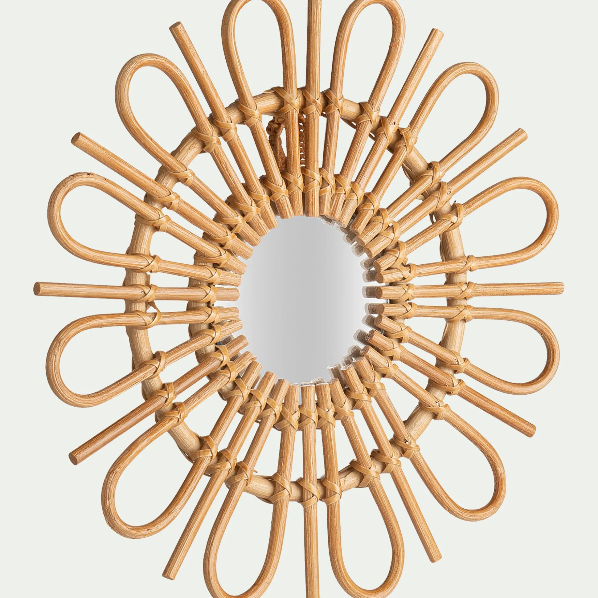 Miroir fleur en rotin D35cm - naturel