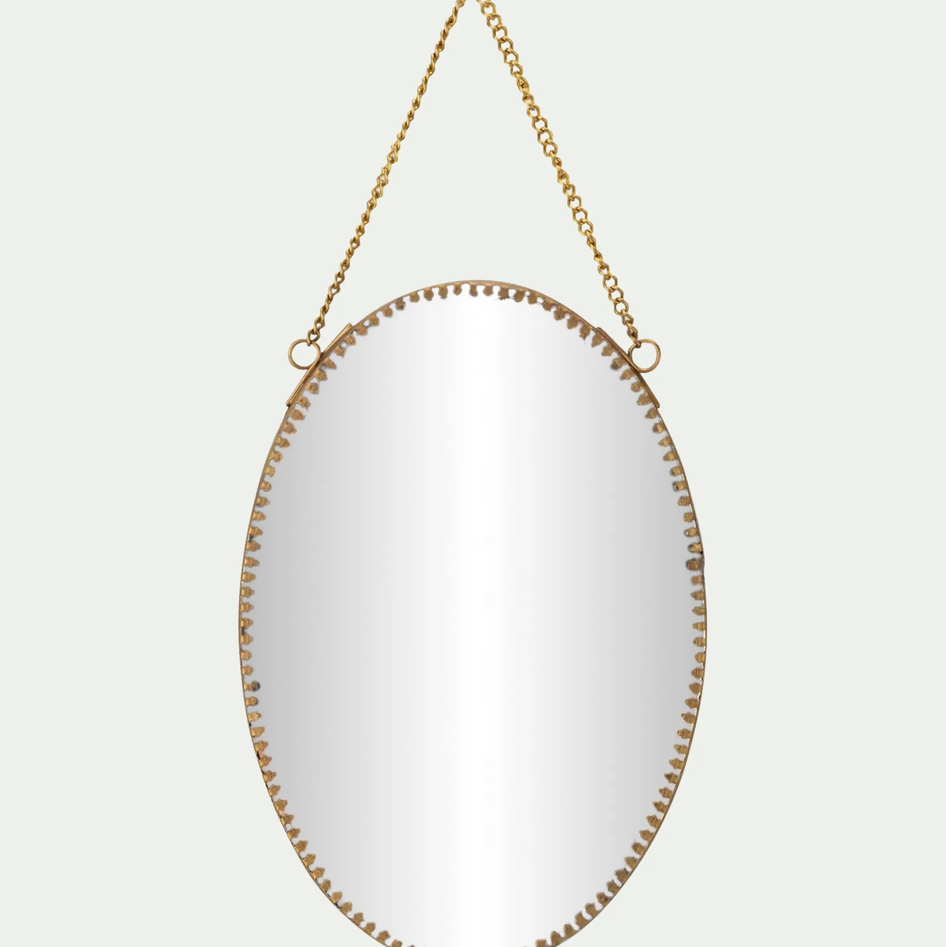 Miroir mural ovale en laiton 15x22,5cm - doré
