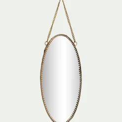 Miroir mural ovale en laiton 15x22,5cm - doré