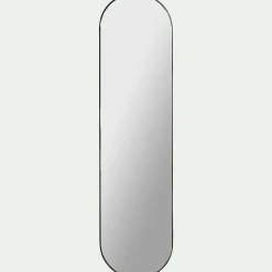 Miroir ovale en métal reflets bleutés - noir 30x120cm