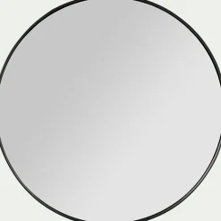 Miroir rond en bois D50cm - noir