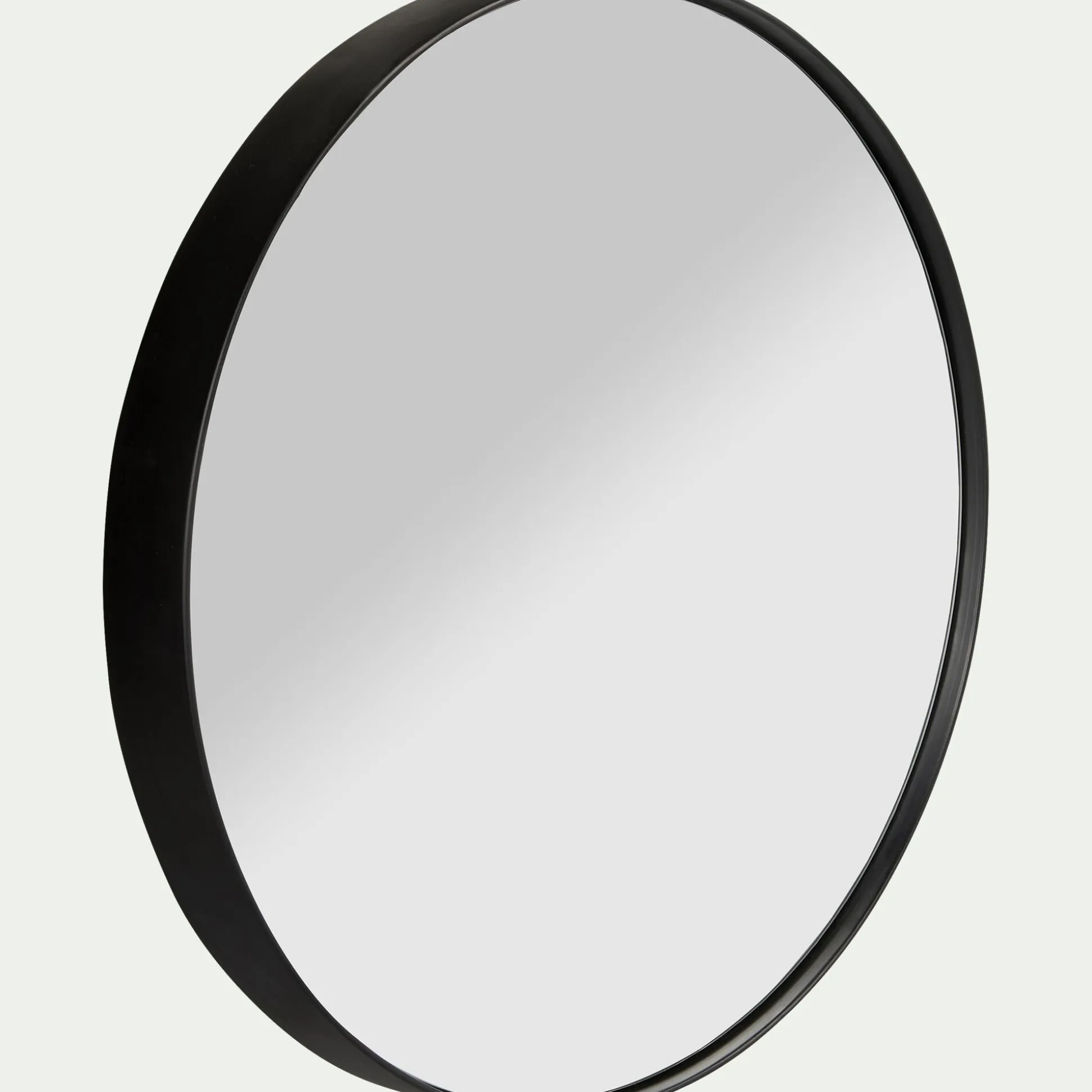 Miroir rond en bois D50cm - noir