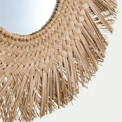 Miroir rond en jonc de mer - naturel D100cm