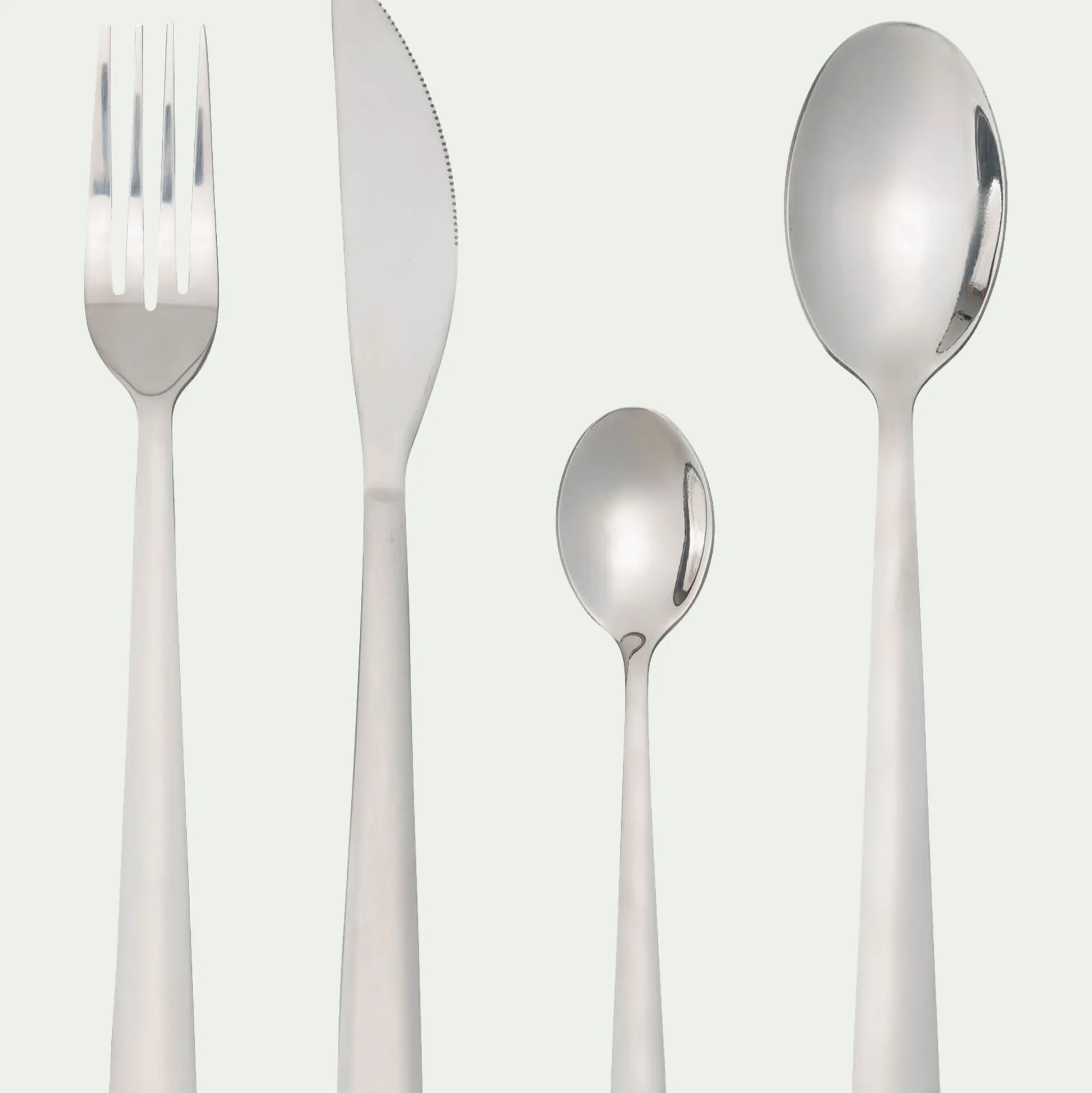 Ménagère 24 pièces en inox brillant - gris métallisé