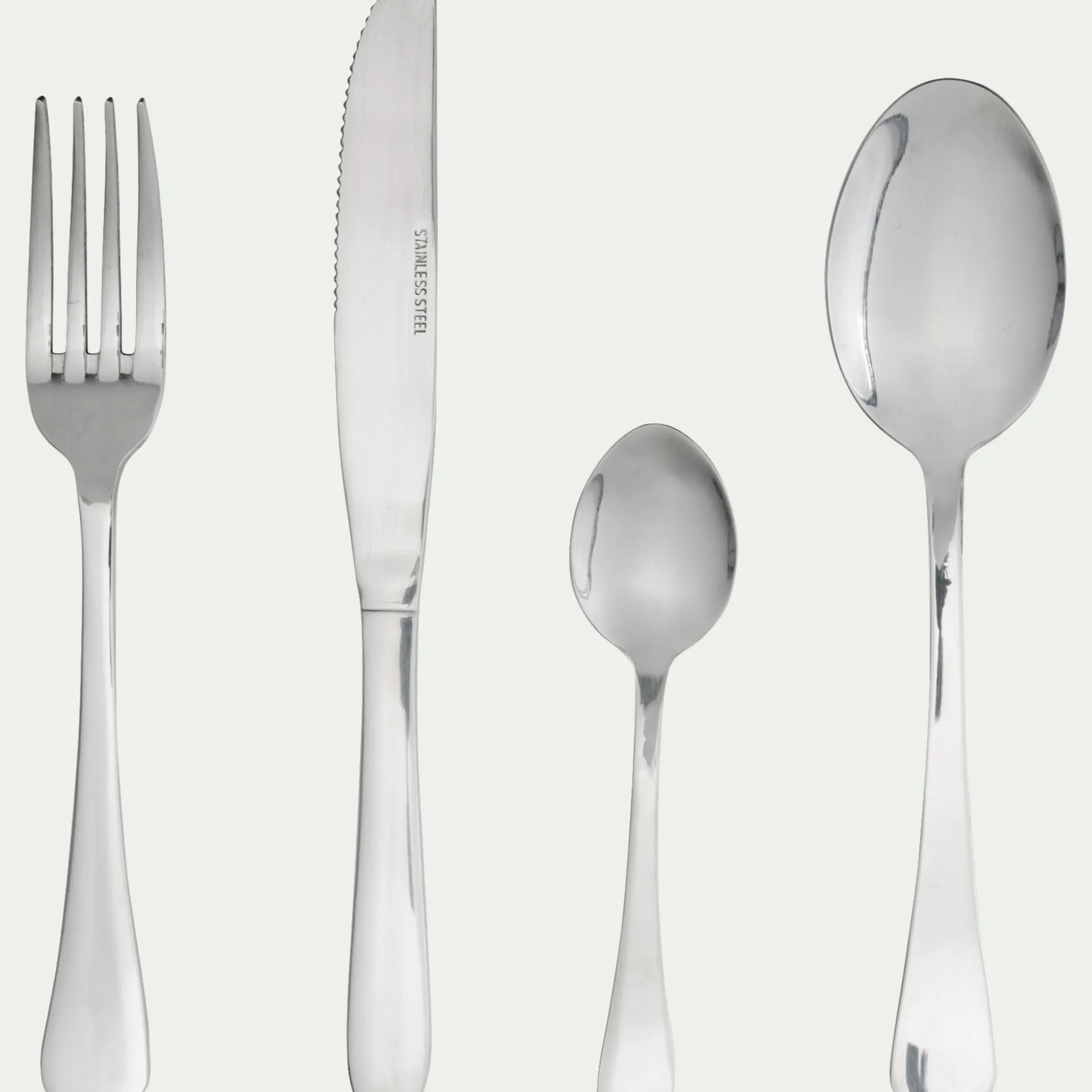 Ménagère 24 pièces en inox poli - gris argenté
