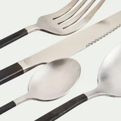 Ménagère 16 pièces en inox satiné et manche noir