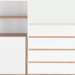 Module 1 porte et 2 niches en bois effet chêne H136XL50cm - blanc