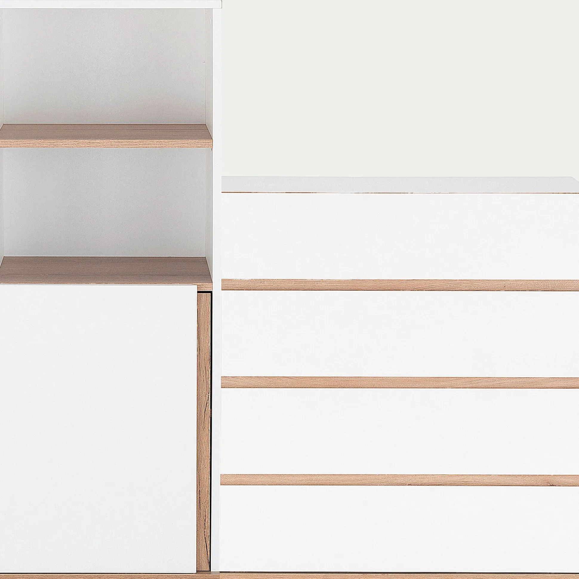 Module 1 porte et 2 niches en bois effet chêne H136XL50cm - blanc