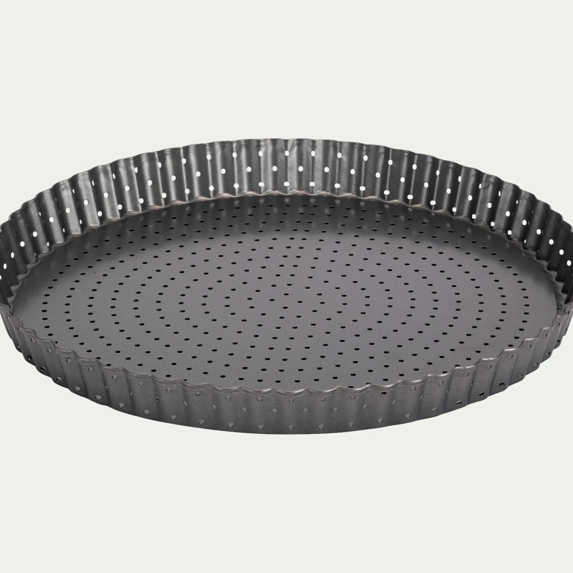 Moule à tarte perforé à fond amovible en acier 30cm - gris anthracite