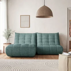 Méridienne en tissu chenille - bleu calaluna