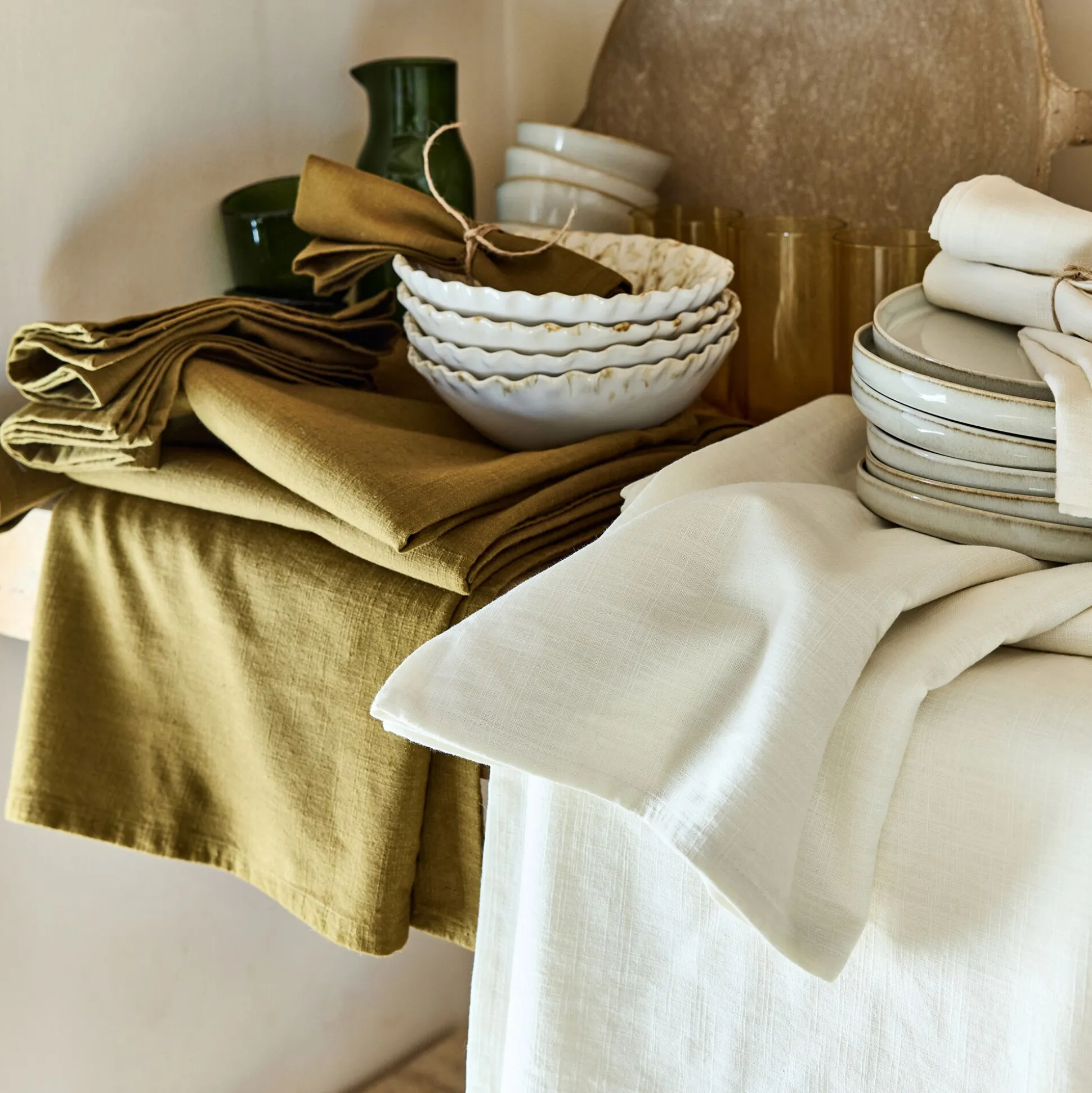 Nappe en coton 150x250cm - vert mousse
