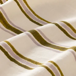 Nappe rayée en lin et coton 145x250cm - beige