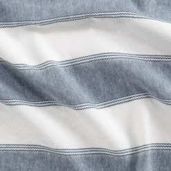 Nappe à rayures bleues en lin et coton 150x250cm - blanc