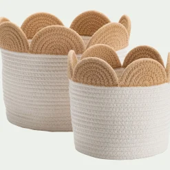 Panier de rangement bicolore D30x26cm - naturel
