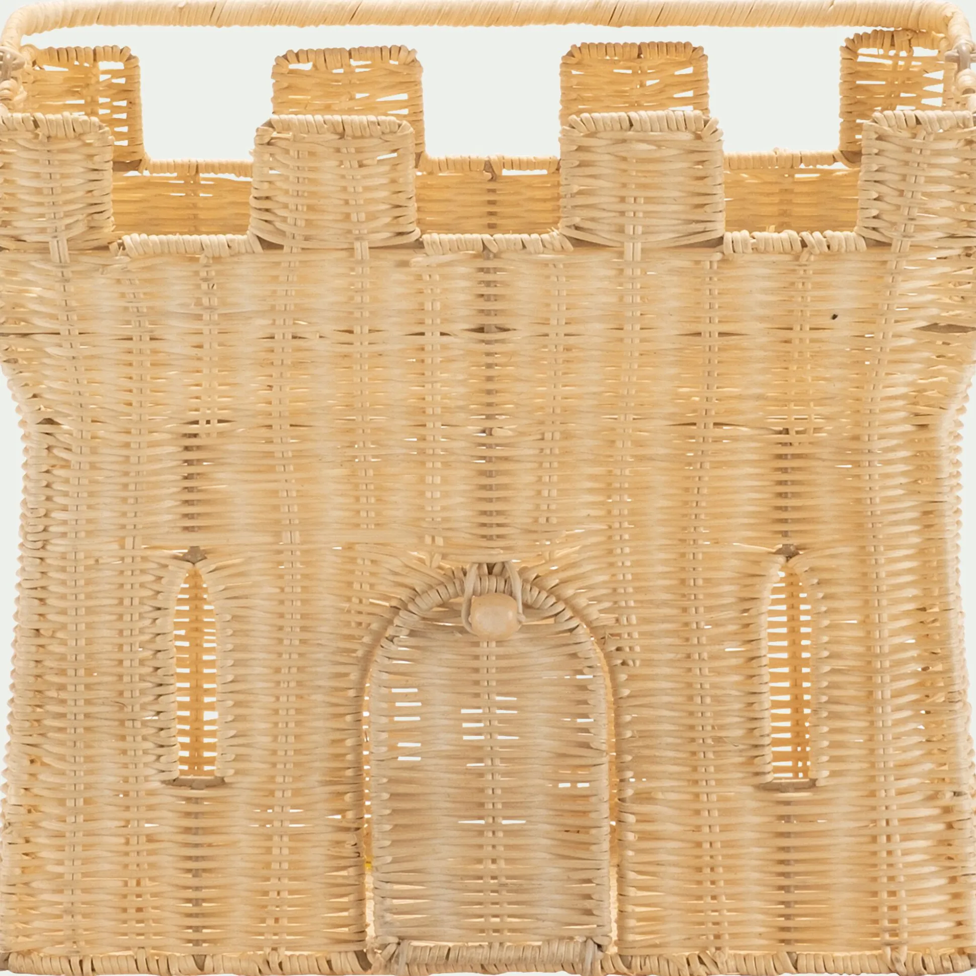Panier de rangement château en rotin H26cm - naturel