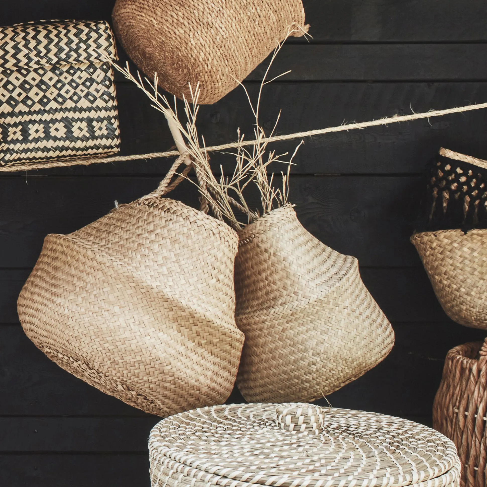 Panier en jonc de mer D30cm - naturel