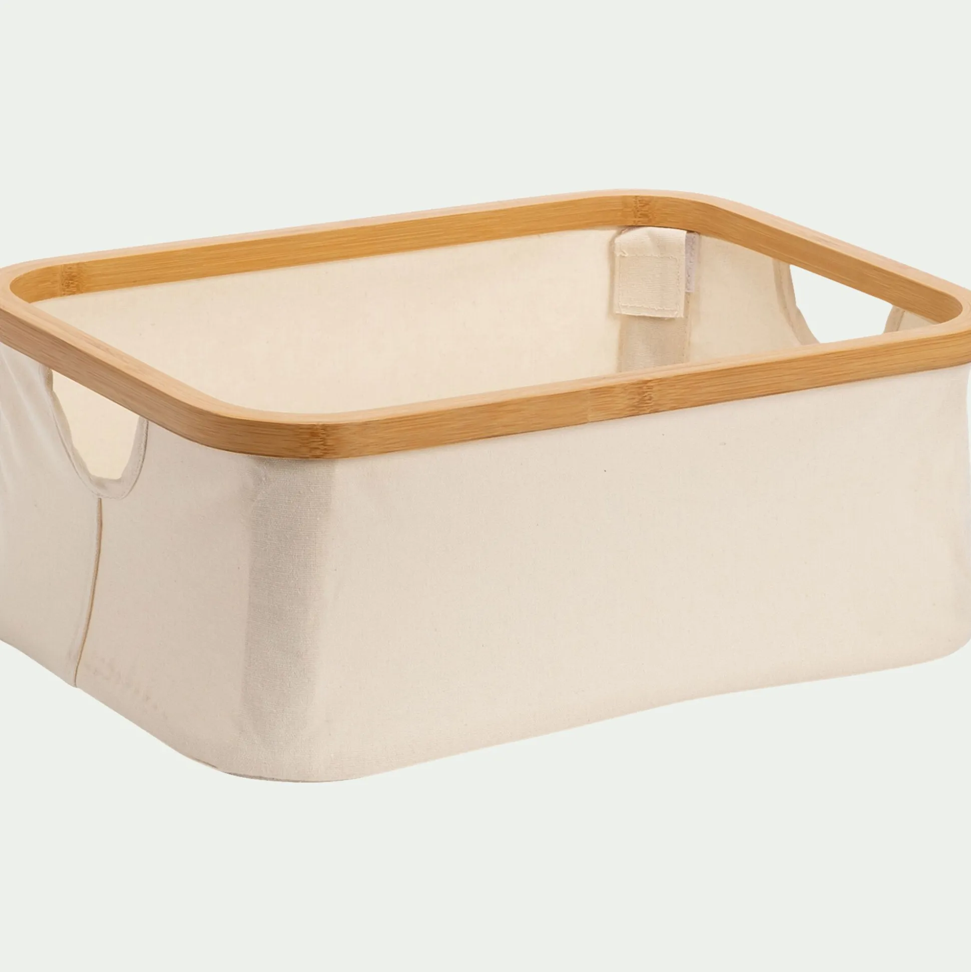 Panier en polycoton et bambou H15xL40cm - blanc