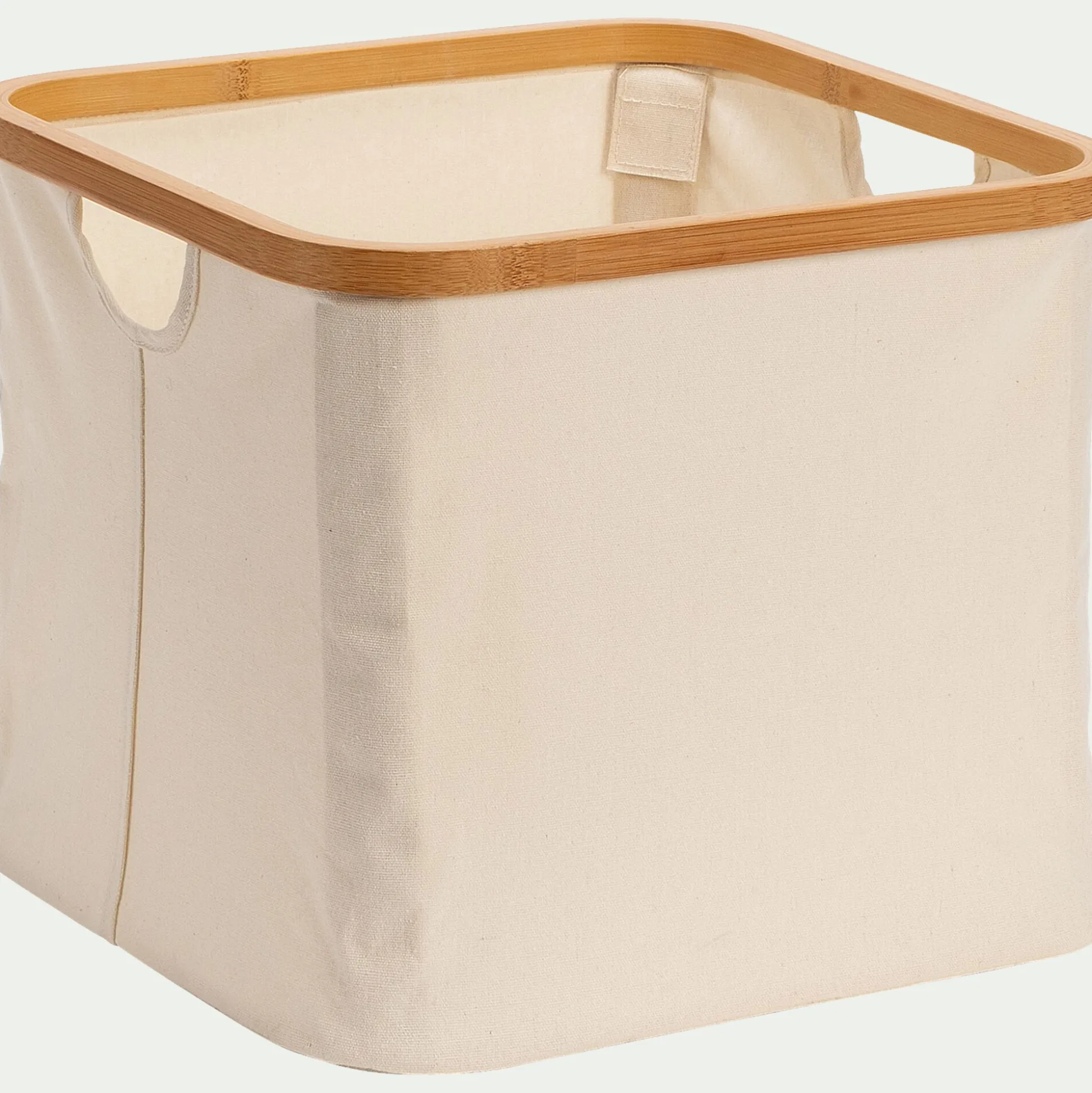Panier en polycoton et bambou H15xL33cm - blanc