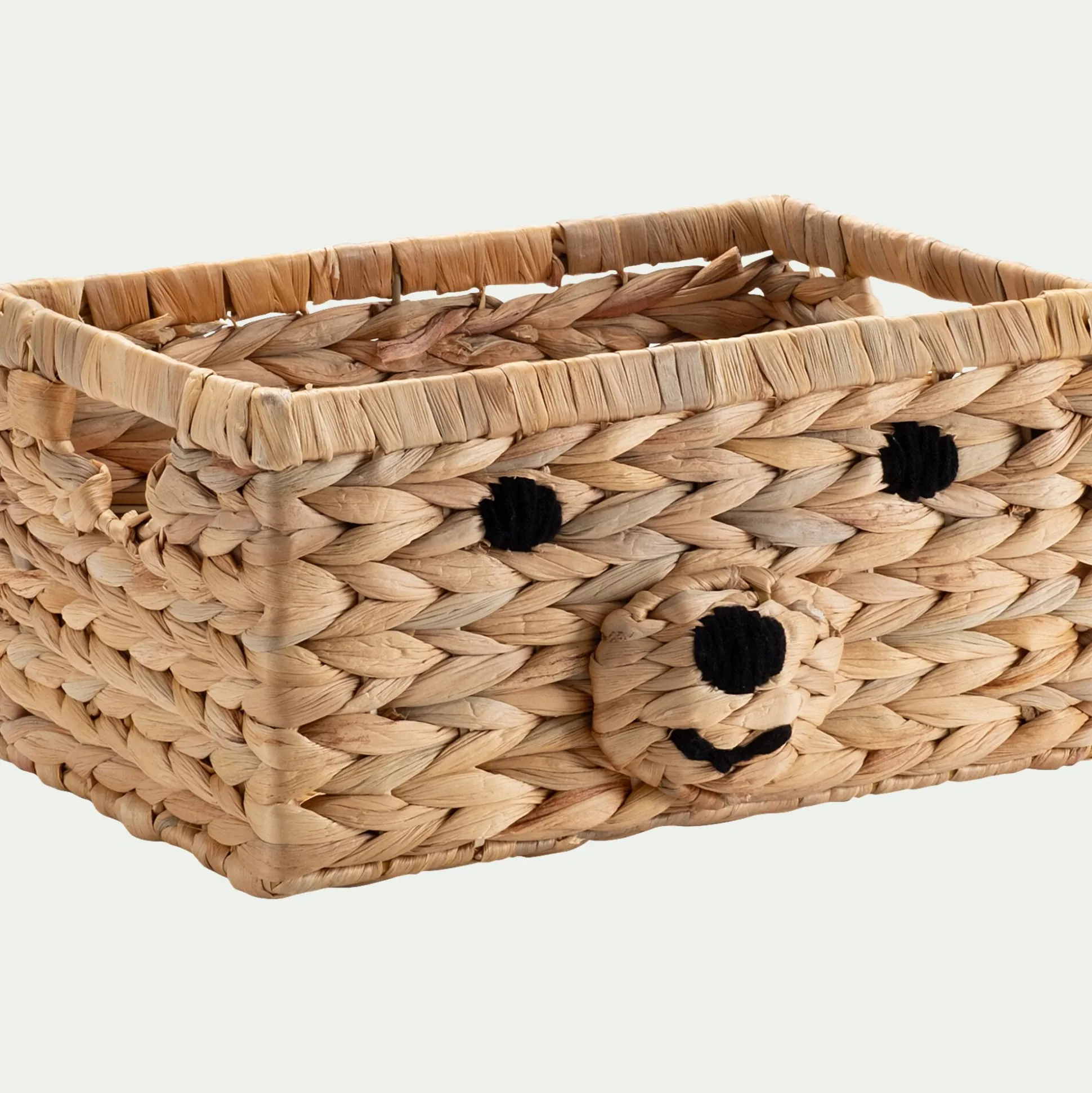 Panier ourson en jacinthe d'eau 20x30cm - naturel