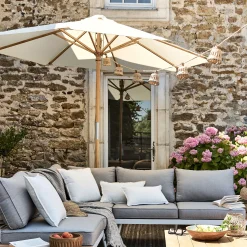 Parasol droit en bambou D270cm - blanc écru