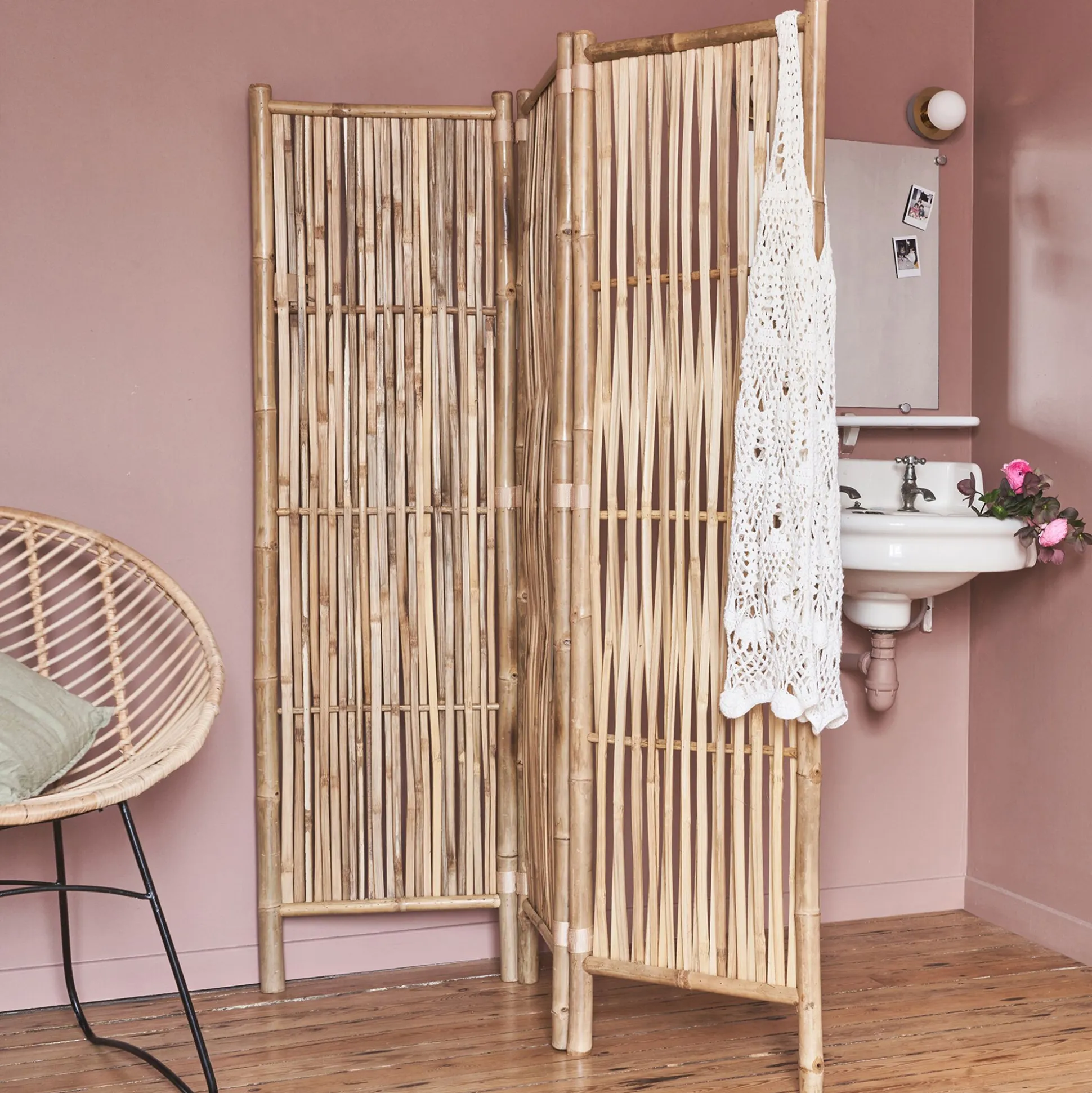 Paravent 3 volets en bambou - L139cm