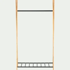 Penderie ouverte à 2 étagères en acier et bambou H173xL93cm - noir