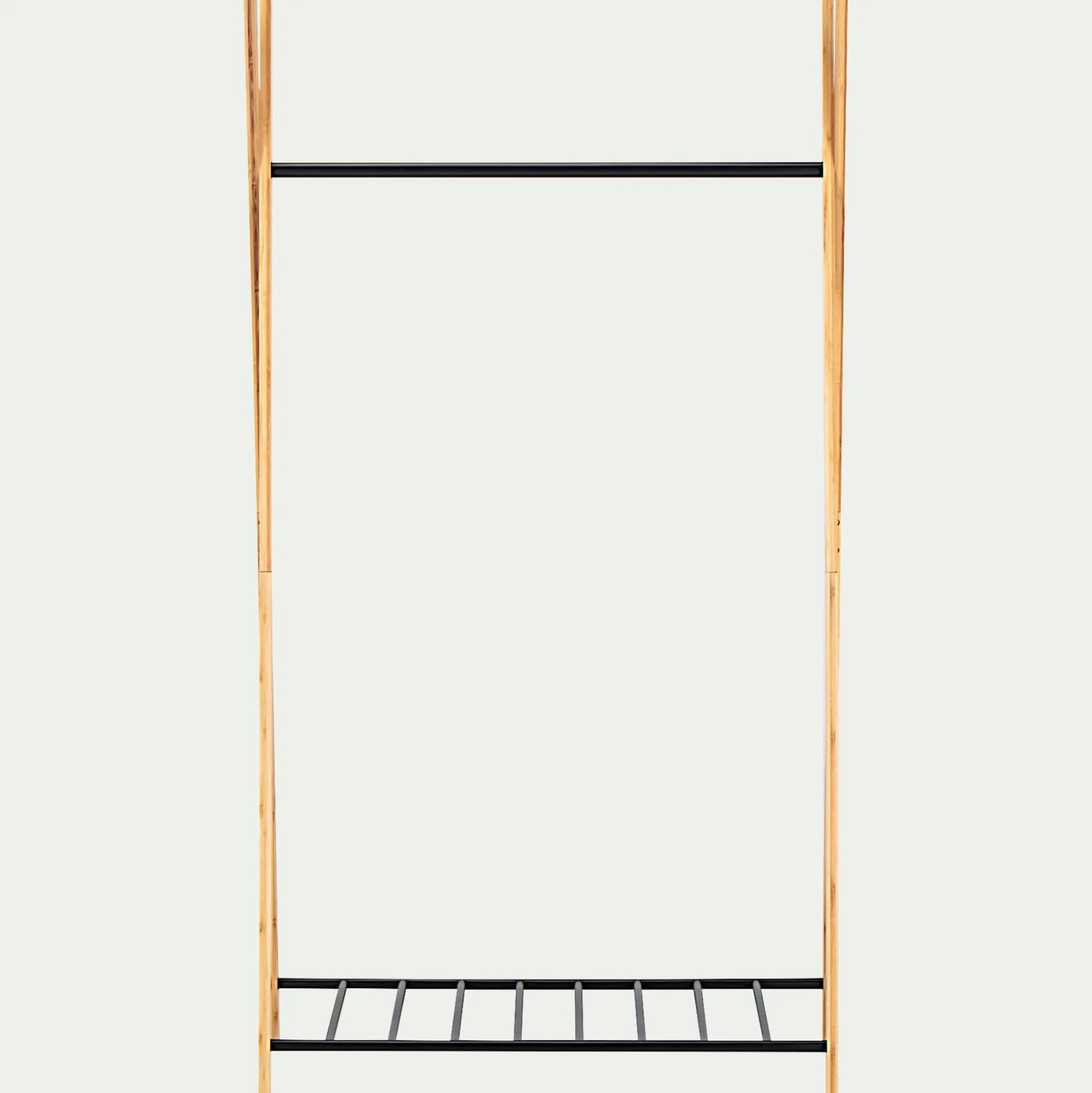 Penderie ouverte à 2 étagères en acier et bambou H173xL93cm - noir