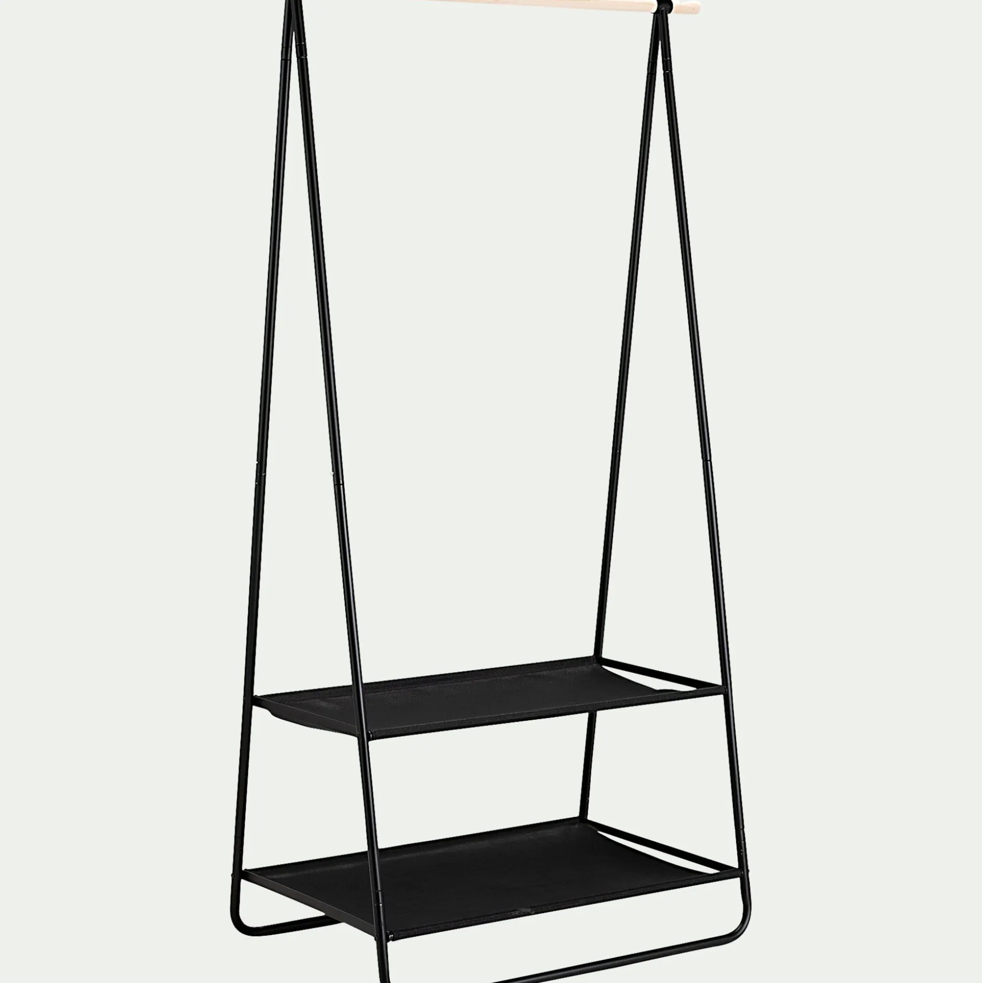 Penderie ouverte à 2 étagères en acier et en bois H171xL95cm - noir