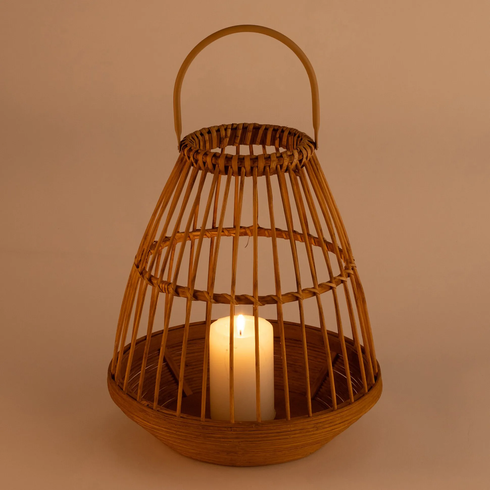 Photophore en bambou D28xH32cm - naturel