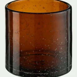 Photophore en verre bullé D10cm - brun rustrel