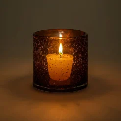 Photophore en verre bullé D10cm - brun rustrel