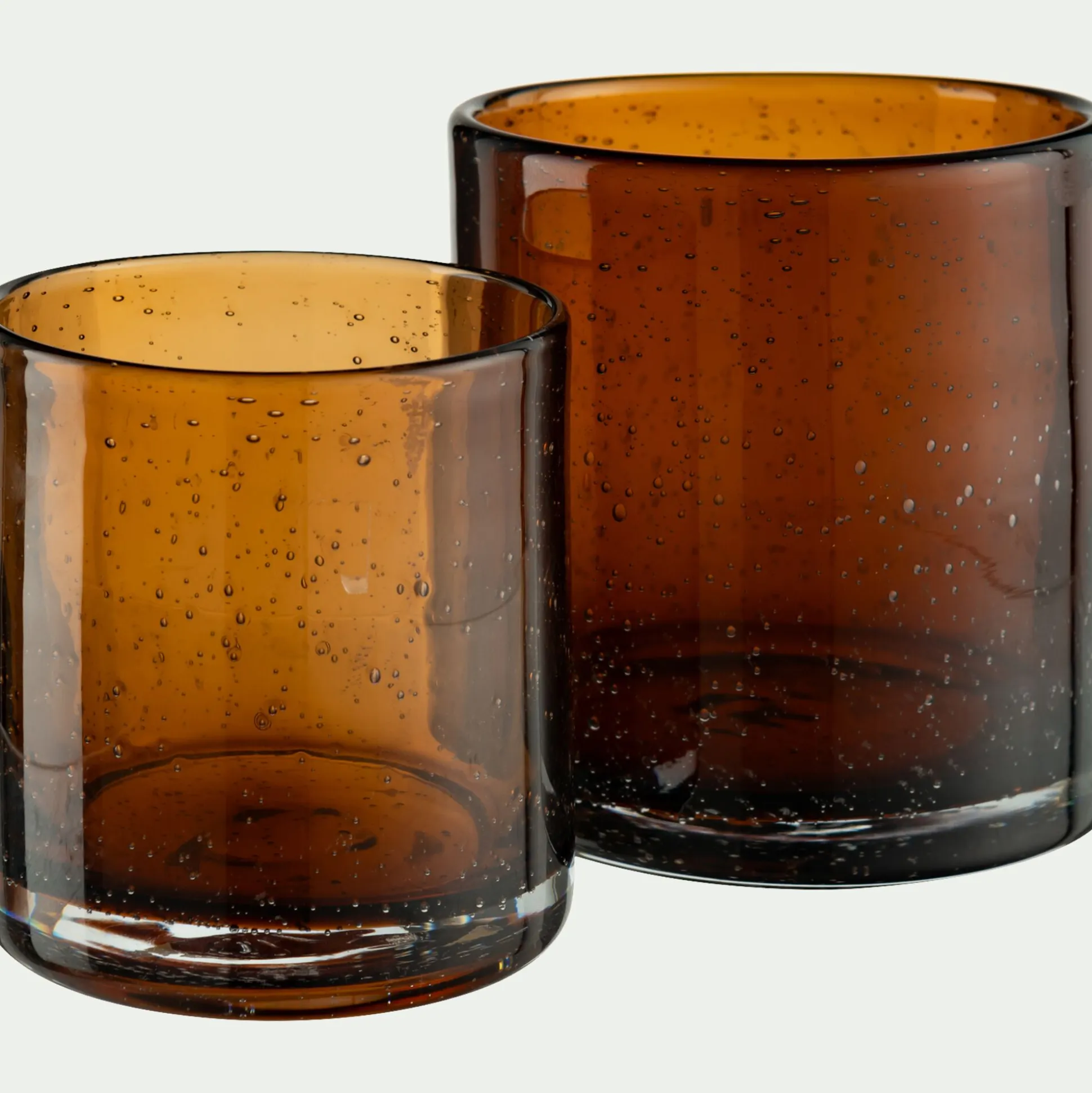 Photophore en verre bullé D8,3cm - brun rustrel