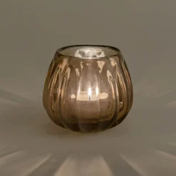 Photophore en verre D9cm - brun ombre