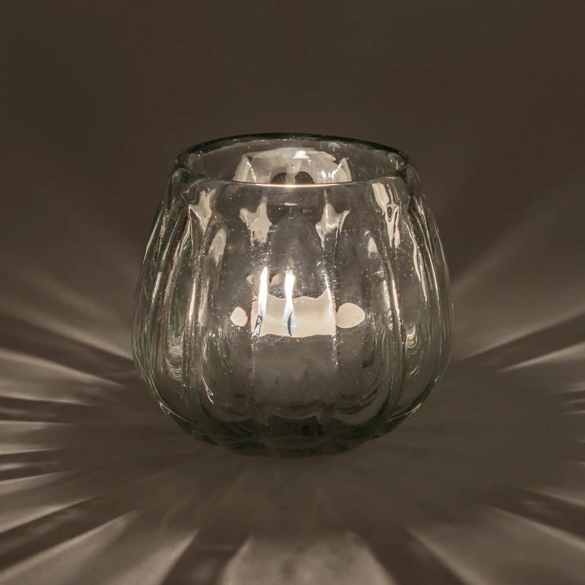 Photophore en verre D9cm - brun ombre