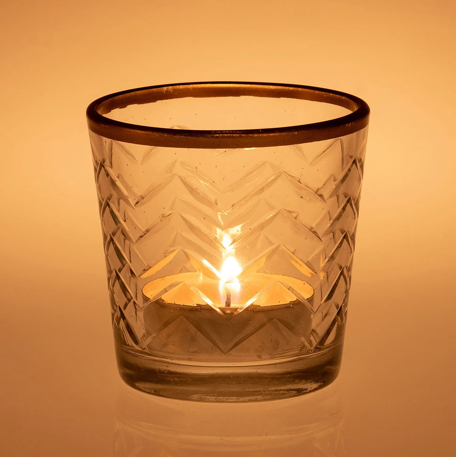 Photophore en verre D6,5xH5,5cm - transparent