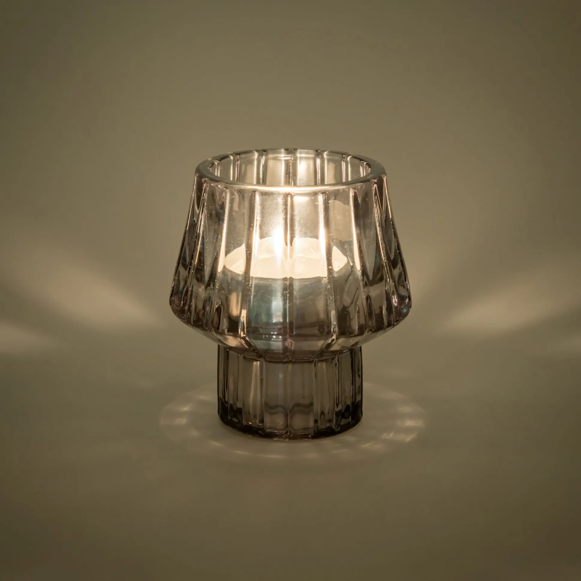 Photophore en verre H10cm - gris
