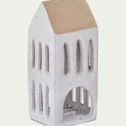 Photophore maisonnette de Noël en dolomite H15,3cm - gris