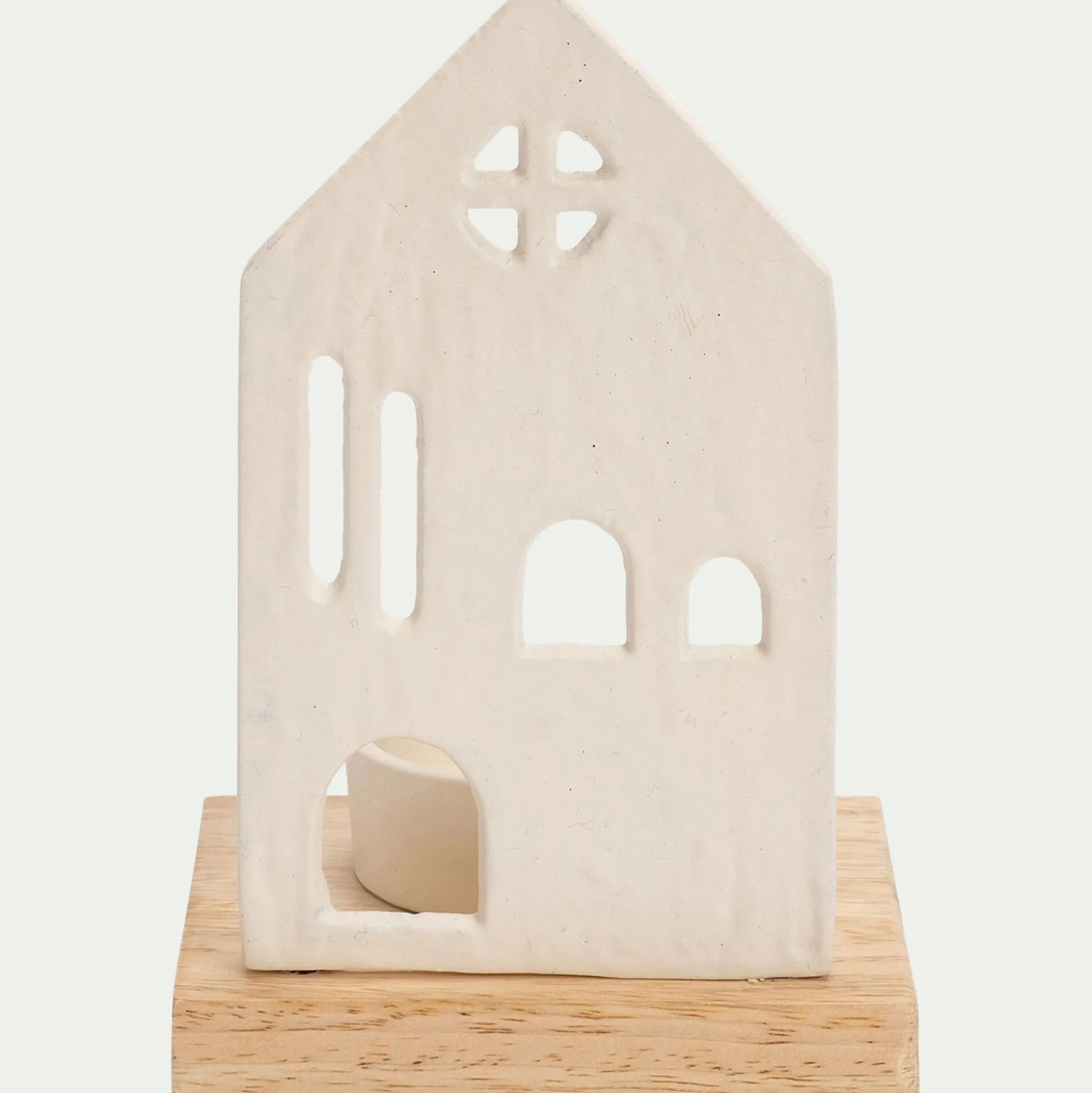 Photophore maisonnette en aluminium H14,5cm - blanc