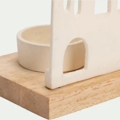 Photophore maisonnette en aluminium H14,5cm - blanc