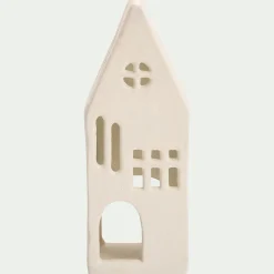 Photophore maisonnette en aluminium H17,3cm - blanc