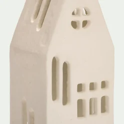 Photophore maisonnette en aluminium H17,3cm - blanc