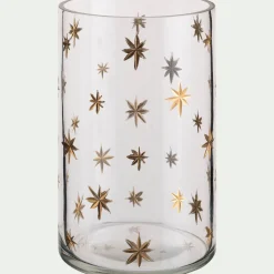 Photophore étoilé en verre D10xH15cm - transparent