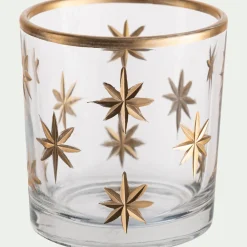 Photophore étoilé en verre D7xH8cm - transparent